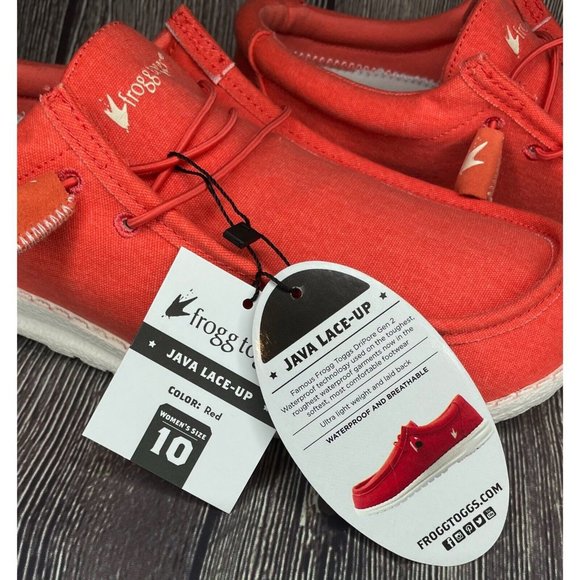 NWT Frogg Toggs Java Lace Up DriPore Gen 2 Women’s Red Shoes Loafers Size 10 - Picture 5 of 10